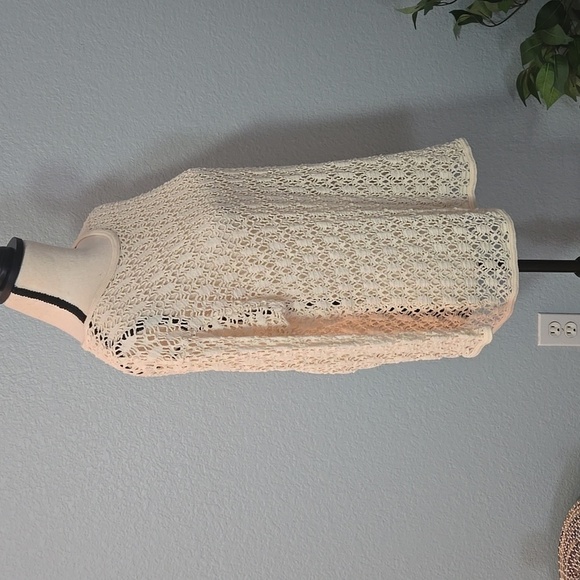 Vintage PACIFIC CONNECTIONS knit crochet sweater 90S Y2K One Size M/L Cream - Picture 8 of 16